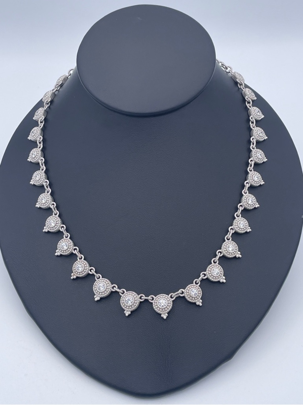 Judith Ripka Sterling Silver CZ Drop Link Necklace 925 Thailand Collectible - Picture 2 of 10